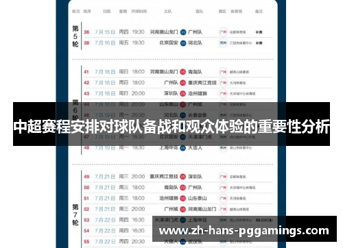 中超赛程安排对球队备战和观众体验的重要性分析