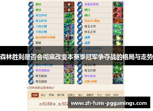 森林胜利是否会彻底改变本赛季冠军争夺战的格局与走势