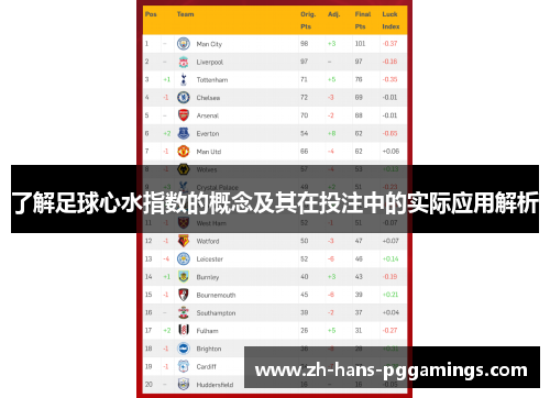 了解足球心水指数的概念及其在投注中的实际应用解析